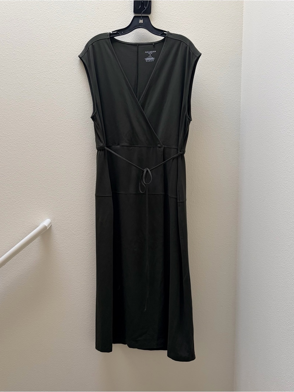 MM Lafluer Olive Sleeveless Faux Wrap Midi Dress XXL Cotton